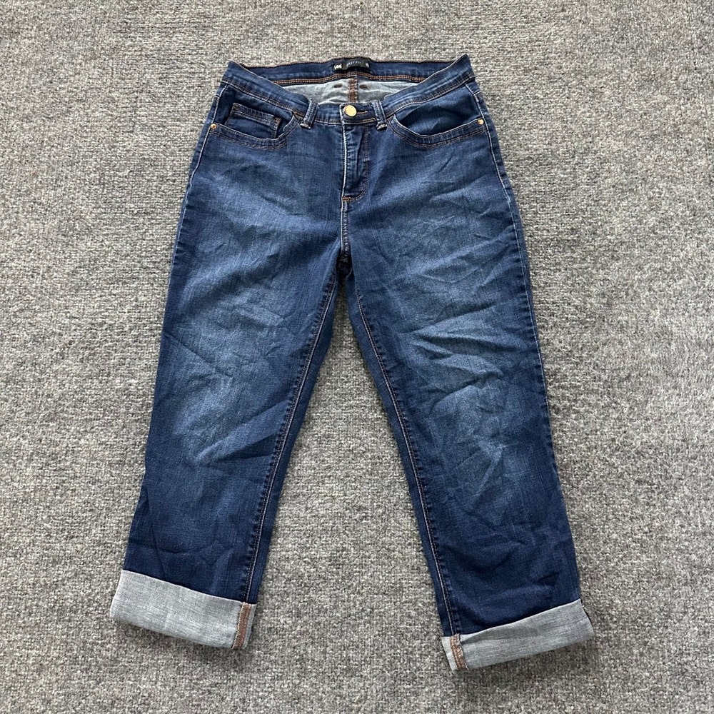 Lee Capri Jeans Womens Size 8 Medium Blue Easy Fit Viscose Blend Stretch Cuffed